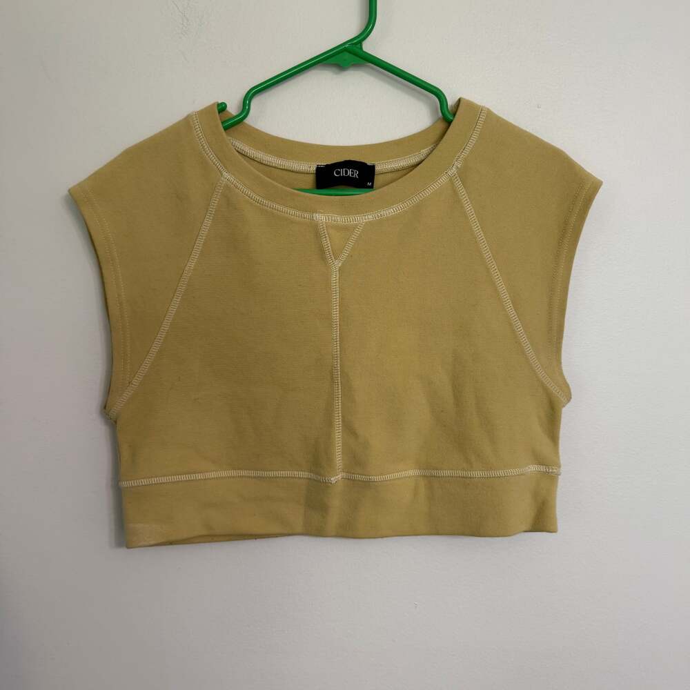 Cider Solid Medium Sleeveless Ribbed Crop Tank Top